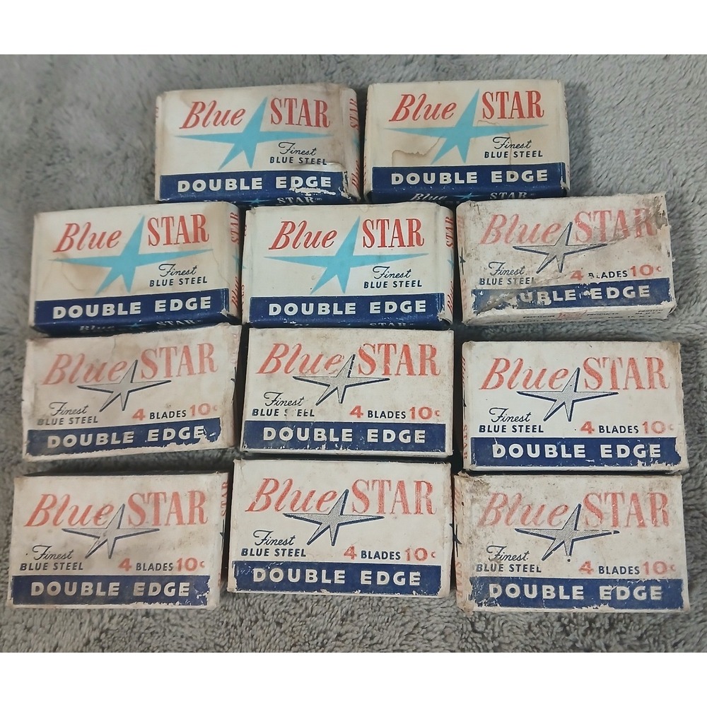 Vtg Blue Star Double Edge Razor Blades Lot of 11 Finest Blue Steel Made in USA